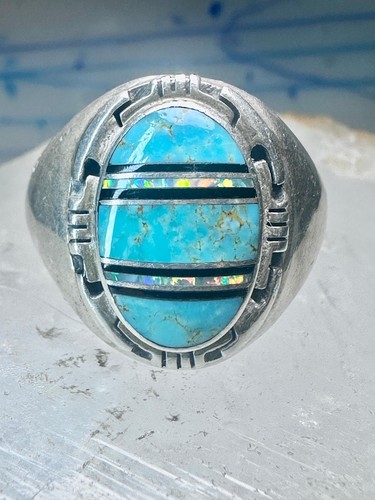 Navajo ring turquoise - lab, opal