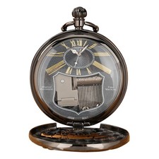 2 In 1 Luxury Vintage Quartz Pocket Watch Musical Box Holiday Birthday Gift e