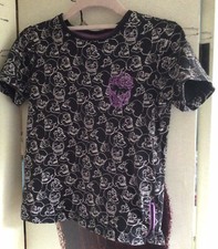 TU Girls Black And Pink Skull Print T Shirt With Diamante Trim Aged 5 Halloween
