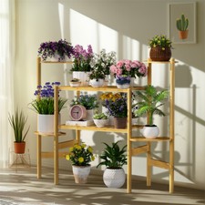Castle-shaped Plant Stand Bamboo Plant Shelf Living Room Large Display Holder UK