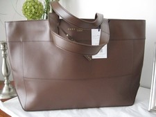 PURE LUXURIES!!! VERY LARGE GENUINE LEATHER MID BROWN ZIP TOP TOTE BAG!! NWT!!!