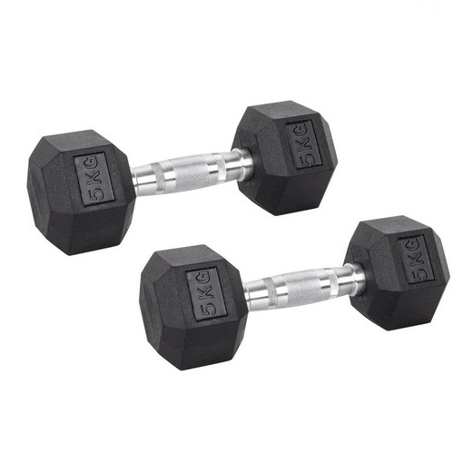 Rubber hex dumbbell - rubber,