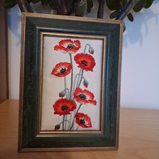 Wall Art Red Poppy Framed Silk