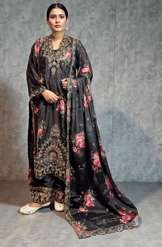 Black embroidered floral - black,