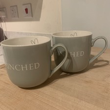 Pair Mrs Hinch ‘Hinched’ Green Heart Coffee Tea Mugs Cups China