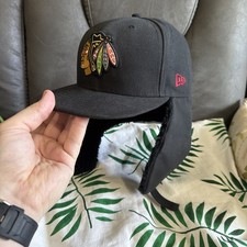 NEW ERA CHICAGO BLACKHAWKS CLASSIC BLACK 59FIFTY DOGEAR FITTED HAT