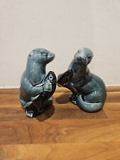 VINTAGE POOLE STUDIO POTTERY OTTER 12CM *** RARE ALL-BLUE VERSION ***