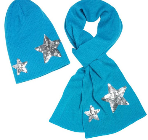 Sequin star hat scarf - &,