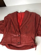 Women's Vintage 1970s red leather trouser suit  by " Leather Rat "