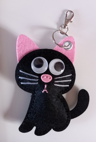 Black felt cat animal - black,