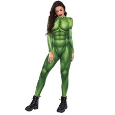 Adult Hulk Avenger Muscle Jumpsuits Superhero Cosplay Costume Halloween Dress 3D