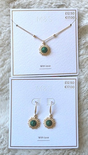 Gold tone green malachite - gold,