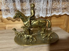 Antique Brass Horse & Hounds with Bass Victorian Area Hunting Scene