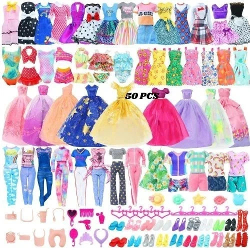 50pcs barbie doll - 50pcs, clothes