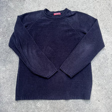 Woodys Retro Lounge Mens Medium Sweater Pullover Navy Fisherman Knit Casual Big