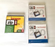  Iomega 250MB ZIP DISCS x 3.  Runs on  PC, Linux, Mac. Easily reformatted. VGC