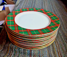 11 X ROYAL DOULTON TARTAN RED GREEN PLAID DINNER PLATES SECONDS PRICE PER PLATE