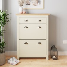 Lancaster Shoe Cabinet 2 Door 1 Drawer Storage Unit Hallway Cream Oak living