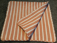 Cushion Covers x 2, Square, Rust Terracotta + Cream Stripe, Textured Fabric, Zip