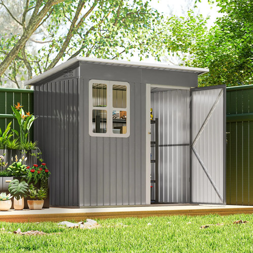 Galvanised garden metal shed - galvanised,