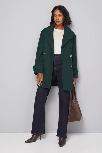 Wallis dark green coat - coat, womens