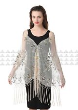Vintage Lady 1920s Shawl Sequin Deco Evening Cape Bolero Flapper Cover up-PJ24