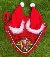 Santa Claus double hats Horse Ear Bonnet/Net/Hat/Hood/ Fly veil Full Christmas