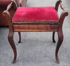 Edwardian Piano Stool with Red