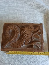 Vintage Chinese Dragons Hand Carved Wooden Jewellery / Trinket Puzzle Box 