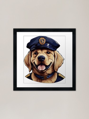 Dog police framed - police, print