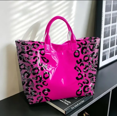 Women pink glossy leopard - pink,
