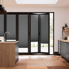 Blinds2go Anthracite Bifold Door Blinds  ClickFit, 3-Pack Obsidian Duoshade