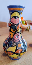 A FOREIGN POSS CONTINENTAL POTTERY ABSTRACT VASE MULTICOLOURED BULBOUS