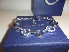 Swarovski Crystal Circle  T-bar Rhodium Bracelet - 19cm