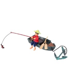 Fish Tank Fisherman Decor