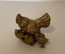 Vintage Brass Tone / Metal Hen & Chicks