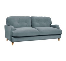 Cadet Blue 3 Seater Sofa Soft Matte Velvet Upholstery Dulcie - New Boxed