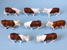 Britains plastic farm toy animals: 8 Hereford cattle [my ref 64]