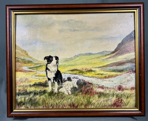 Sheepdog with lambs oil - with, –
