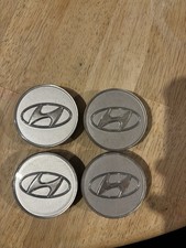 (78) Set Of Genuine Used Hyundai Alloy Wheel Centre Caps 56mm Silver