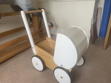 The Little White Company Wooden Dolls Pushchair Baby Buggy Pram