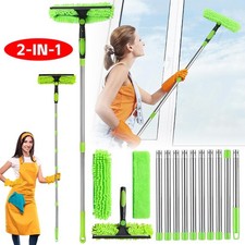 4.3m Telescopic Extendable Window Cleaning Microfiber Brush With Rubber Scraper