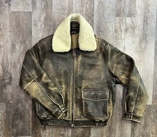 Vintage Leather American Aviator Jacket Sz Large Leather Bomber Military Flight