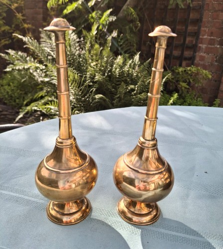 Pair vintage brass rose - brass,