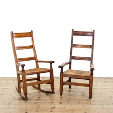 Early 20th Century Shaker Style Rocking Chair and Armchair (M-6297)