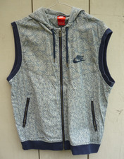 Nike  Ladies Hooded Gilet Jacket Cotton Blue & White Sleeveless Size XL