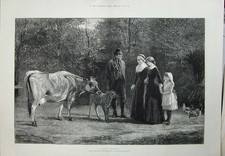 Old Antique Print 1883 Heywood