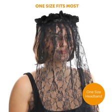 BLACK ROSE VEIL HEADBAND