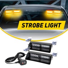 Amber 16LED Emergency Dash Car Vehicle Windshield Warning Flash Strobe Light 12V