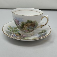 Vintage Royal Vale Thatched Cottage Cup and Saucer Bone China Made in England